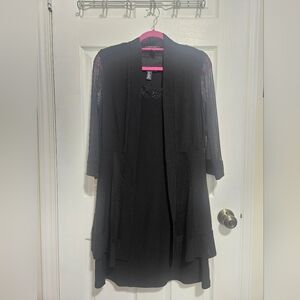 Elegant 2-piece black dress and sheer cover